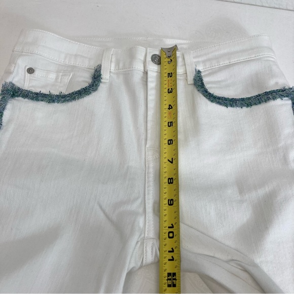7 For All Mankind | High Waist Ankle Skinny Fringe Jeans, White Sz 28 - Picture 12 of 16